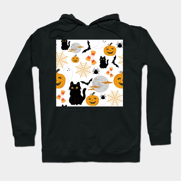 Halloween Pattern White Hoodie by Keniixx